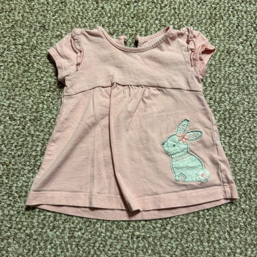 Child of Mine Baby Girl Top Pink Bunny Applique Short Sleeve 12 Months